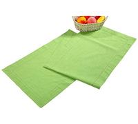Slub Cotton Table Runner In Coral Color with Hemstitched Detailing and Mitered Corner Finish on edges-100% Cotton by Linen Clubs Size 16x72 Lime Green Color
