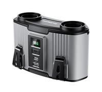 SLuB Ventilador portátil 4 en 1: mano, cuello, cinturón y mesa. 10 niveles de velocidad, pantalla LED, 24000mAh, powerbank, compacto, ideal para exteriores y trabajo.（Gris）