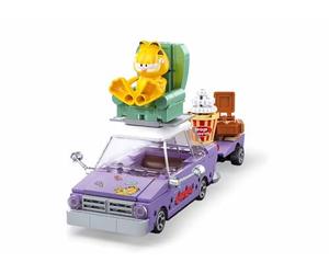Sluban Garfield - Coche de construcción, 218 Piezas, estatuilla Garfield, Remolque con Accesorios, para niños de 6 a 12 años