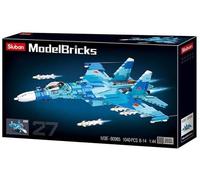 Sluban M38-B0985 Piezas De Modelo 1.040 Avión De Combate Azul Su-27 2-en-1 OVP