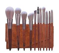 Sluffs 11pcs Artificial Fiber Brush Hair Wooden Handle Makeup Brushes with Bag for Facial Eyes Makeup Facial Makeup Brushes Wood Handle Brushes Makeup Storage Bag.