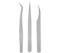 Sluffs 3pcs / set Eyelash Tweezers Straight Curved Tweezers Set for Eyelash Grafting Extension for Removing Eyebrows False Lashes Smeared False Nails