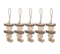 Sluffs 5Pcs Wooden Chewing Toy Hanging Rattan Ball Biting String Parrots Birds Supplies, for Parakeet, Cockatiel, Conure, Budgie, Lovebird, Small Medium Birds