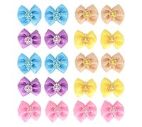 Sluffs Dog Small Bowknot Hair Bows with Elastic Rubber Bands Pet Hair Bows Tie Mixed Colors Dog Hair Bows for Long Hair Puppy Cat Hair Bows.