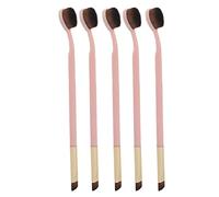 Sluffs - Juego de 5 brochas para cepillo de dientes, base, mango rosa, suave, de doble punta, para maquillaje, sombra de ojos, herramienta cosmética, para difuminar sombras de
