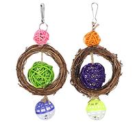 Sluffs Parrots Toy Rattan Ball Ring Bell Swing Toy Hanging Pet Cage Decor Bird Accessories for Parakeet, Cockatiel, Sun Conure, Lovebird, Budgie, Small Birds