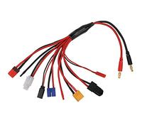 Sluffs RC Lipo Battery Charger Adapter Connector Splitter Cable 8 in 1 Convert Wire fit for 4.0mm Banana Plug to T Plug Deans, XT60,EC3, JST, Futaba