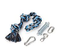 Sluffs Spring Pole Rope Toys: Pet Dogs Stainless Steel Spring Rod Cotton Rope Chew Toy for Big Dog to Bite Easy Installation