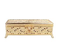 Sluffs Vintage Trinket Jewellery Box with Soft Velvet Ring Earring Necklace Organizer Box Metal Retro Jewelry Display Case Keepsake Box Gift (Gold)