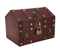 Sluffs Vintage Wooden Boxes with Lock, Decorative Wooden Storage Box Treasure Jewelry Chest, Decorative Large Wood Box with Lid Wood Box Chest Case Holder Organizer for Jewelry Storage