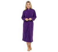 Slumber Hut Albornoz de forro polar con botones para mujer con bolsillos en la parte delantera, tallas del Reino Unido 10 a 26, Morado (, 54-56
