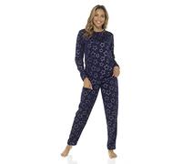Slumber Hut® Pijama de cuello redondo para mujer, color azul marino, estampado de estrellas, talla 36, 40, 40, 45, 46, 48, 50, 50, Estrella azul marino, 36-38