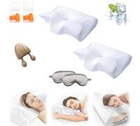 Slumblr Contour Relief Pillow, Slumblr Ergonomic Pillow, Memory Foam Contour Pillow, Neck Support Orthopedic Pillows For Sleeping, For Side Back Stomach Sleepers(White*2)