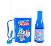 Slush Puppie - Juego de taza y jarabe de frambuesa azul sin azúcar con caja de presentación