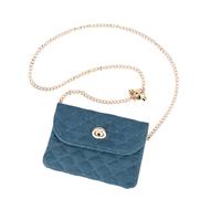 Sluxa Riñonera de cadena para mujer, bolso de cintura de mezclilla Fasion, bolso cruzado a cuadros de diseñador, bolsa pequeña para teléfono celular, Azul, M, Casual