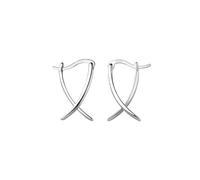 SLUYNZ 925 Pendientes de aro X de plata esterlina para mujer Adolescente Niñas Pendientes de aro minimalistas Huggie (A-Silver)