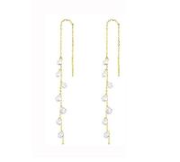 SLUYNZ 925 Plata Esterlina Chispeante CZ Gotita Pender Pendientes para Mujeres Adolescentes Elegantes Pendientes de Enhebrador Largo (C-Gold)