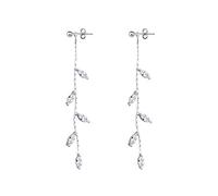 SLUYNZ 925 Plata Esterlina Gotita Pender Aretes Cadena para Mujeres Adolescentes Hojas de Olivo Roscadora Eartes Borla (A-Silver)