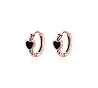 SLUYNZ 925 Sterling Silver Black Heart Hoop Earrings for Women Heart Huggie Earrings Hoop
