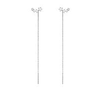 SLUYNZ 925 Sterling Silver CZ Dangle Earrings Chain for Women Tassel Earrings Star Threader Earrings
