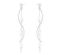 SLUYNZ 925 Sterling Silver Star Dangle Earrings Chain for Women Long Earrings Tassel Curve Dangle Earrings