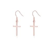 SLUYNZ Pendientes colgantes de cruz de plata de ley 925 para mujeres y niñas, Mittel, Plata de ley, Sin piedra preciosa