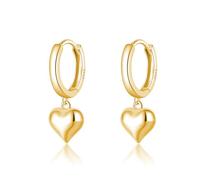 SLUYNZ Pendientes de aro de plata de ley 925 de 8 mm con forma de corazón para mujer, Mittel, Plata de ley, Sin piedra preciosa