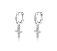 SLUYNZ Pendientes de aro de plata de ley 925 para mujer, pendientes de aro pequeños con circonita cúbica, Mittel, Plata de ley, Circonia cúbica