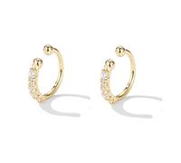 SLUYNZ Sterling Silver CZ Ear Cuff Clip On Earrings for Women No Piercing Cartílago, Plata de ley, Plata de ley
