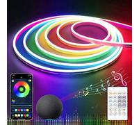 SLVCREK RGB Neon Luces 3M, Tira LED 120 LED/Metro, LED Neon Flexible Impermeable IP65, APP y Mando a Distancia Sincronización de Música para Habitación, Sala de juegos, Exterior, Fiesta