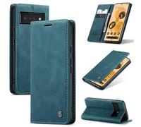 SLWYF Funda para Google Pixel 6 Pro Case, Carcasa Protectora Soporte Plegable Ranura para Tarjeta Cover Cuero Avanzado PU Carcasa Google Pixel 6 Pro - Azul Verde