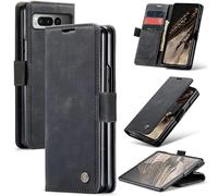SLWYF Funda para Google Pixel Fold PU Premium Cuero, Tapa Libro Estuche Flip Case, Tarjetas/Billetera, Soporte Plegable y Cierre Magnético Carcasa - Negro