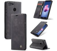 SLWYF Funda para Huawei P Smart 2018/Enjoy Y7S Case, Carcasa Protectora Soporte Plegable Ranura para Tarjeta Cover Cuero Avanzado PU Carcasa Huawei P Smart 2018/Enjoy Y7S - Negro