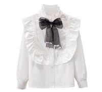 Slxbear Camisa informal de manga larga para niños y niñas, color sólido, ligera, con botones, cuello de solapa, transpirable, uniformes escolares, cómodos, viajes, vacaciones, fiestas, camisas