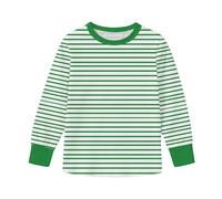 Slxbear Camisas de manga larga a rayas para niñas, cuello redondo, sin botones, suaves, holgadas, transpirables, ligeras, cómodas, para exteriores, vacaciones, viajes, 5-16 años, A-verde, 7-8 años