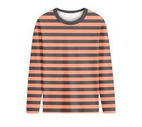 Slxbear Camisas de manga larga a rayas para niñas, cuello redondo, sin botones, suaves, holgadas, transpirables, ligeras, cómodas, para exteriores, vacaciones, viajes, 5-16 años, C-naranja., 7-8 años