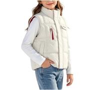 Slxbear Chaleco casual para niños y niñas, sin mangas, ajuste holgado, cuello alto, color sólido, con cremallera, cálido, para senderismo, transpirable, cómodo, para la escuela, al aire libre