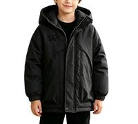 Slxbear Chaqueta resistente al viento para niños y niñas, casual, de manga larga, con capucha, impermeable, cálida, con cremallera, color liso, ajuste holgado, chaquetas de invierno, transpirables