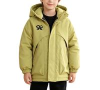 Slxbear Chaqueta resistente al viento para niños y niñas, casual, de manga larga, con capucha, impermeable, cálida, con cremallera, color liso, ajuste holgado, chaquetas de invierno, transpirables