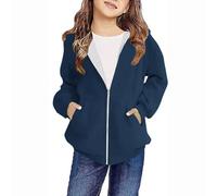 Slxbear Sudadera casual para niñas y niños, chaqueta de manga larga con cremallera, abrigos clásicos lisos, ajuste holgado, cómodo, cálido, con capucha, transpirable, ligero, para la escuela, para
