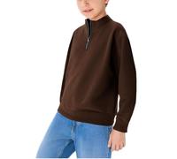 Slxbear Sudadera casual para niños, manga larga, cuello alto falso, cremallera de un cuarto, ligera, color sólido, suave, holgada, moderna, Y2K, cálida, cómoda, para golf, deportes, 5-14 años, B-café