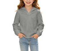 Slxbear Sudadera con capucha para niños y niñas, cuello en V, de gran | Camisas holgadas de manga larga, camisa de moda de color sólido, cómodas y transpirables, camisetas escolares
