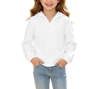 Slxbear Sudadera con capucha para niños y niñas, cuello en V, de gran | Camisas holgadas de manga larga, camisa de moda de color sólido, cómodas y transpirables, camisetas escolares