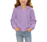 Slxbear Sudadera con capucha para niños y niñas, cuello en V, de gran | Camisas holgadas de manga larga, camisa de moda de color sólido, cómodas y transpirables, camisetas escolares