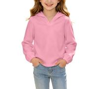 Slxbear Sudadera con capucha para niños y niñas, cuello en V, de gran | Camisas holgadas de manga larga, camisa de moda de color sólido, cómodas y transpirables, camisetas escolares