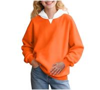 Slxbear Sudaderas casuales con capucha para niños y niñas, de gran tamaño, manga larga, ajuste holgado, estampado de bloques de color, camisas básicas con bolsillo, cómoda, transpirable, sudadera