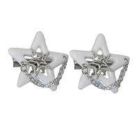 SLXLYH 1 pieza/2 pinzas para el pelo con forma de estrella para niñas, accesorios encantadores antideslizantes, decoración decorativa para el cabello (blanco, 2 unidades)
