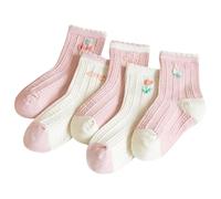 SLXLYH 5 pares de calcetines de pantorrilla con estampado de dibujos animados para niños, algodón peinado, calcetines casuales para deportes, multicolor, para niños y niñas de 1 a 5 años, 72, S, XL