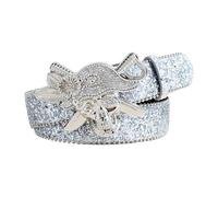SLXLYH Blingbling - Cinturón de cintura con diamantes de imitación con hebilla para chica caliente, brillante, cadena de cintura debajo del busto, fiesta, plata, Length and width: about 108*3.8cm