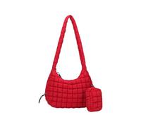 SLXLYH Bolsa de hombro acolchada para mujer, acolchada, de gran capacidad, ligera, con pequeñas cremalleras, bolsa de maquillaje acolchada, Red